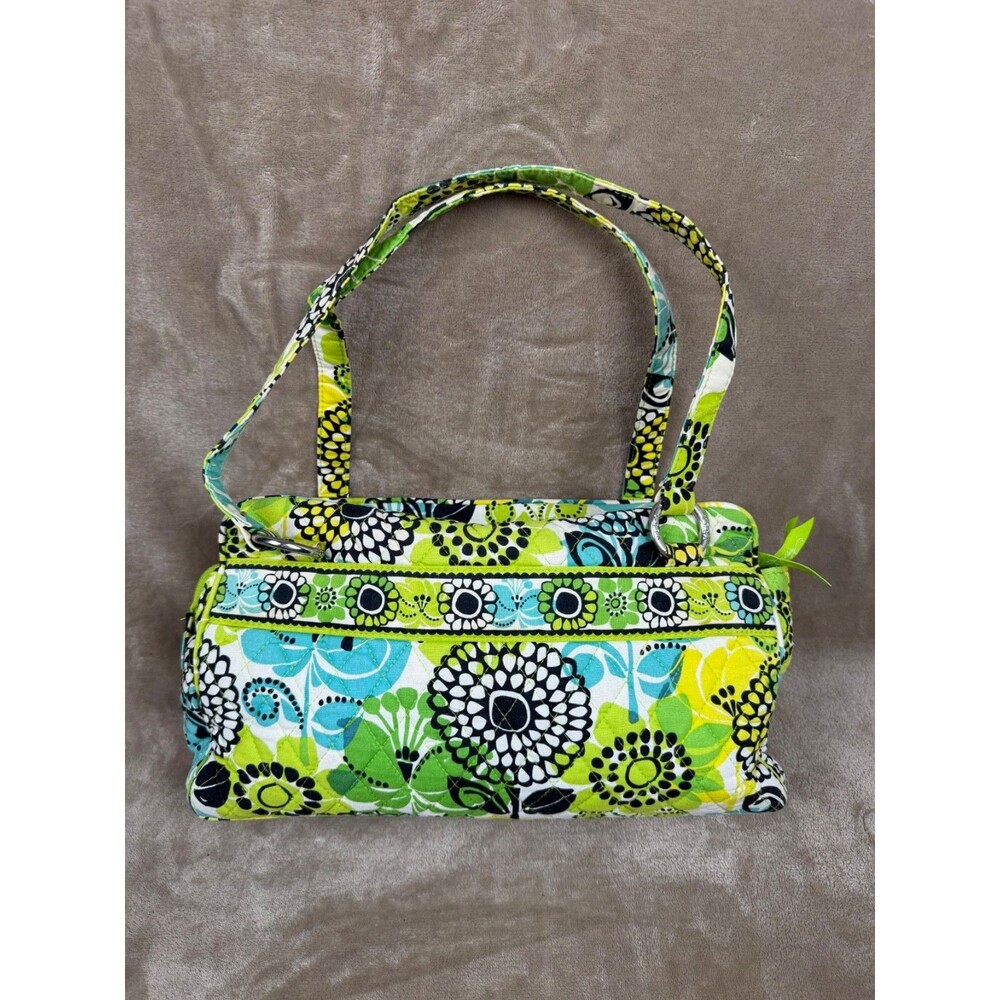 Vera Bradley Limes Up Quilted Floral Shoulder Purse/Bag 13" x 8" Zip Close